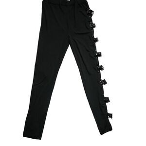 Ladies Black Sexy Side Leg Buckle Pants - Size XL